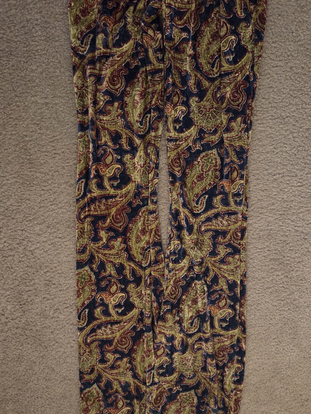 Velvet Paisley Flare Pants